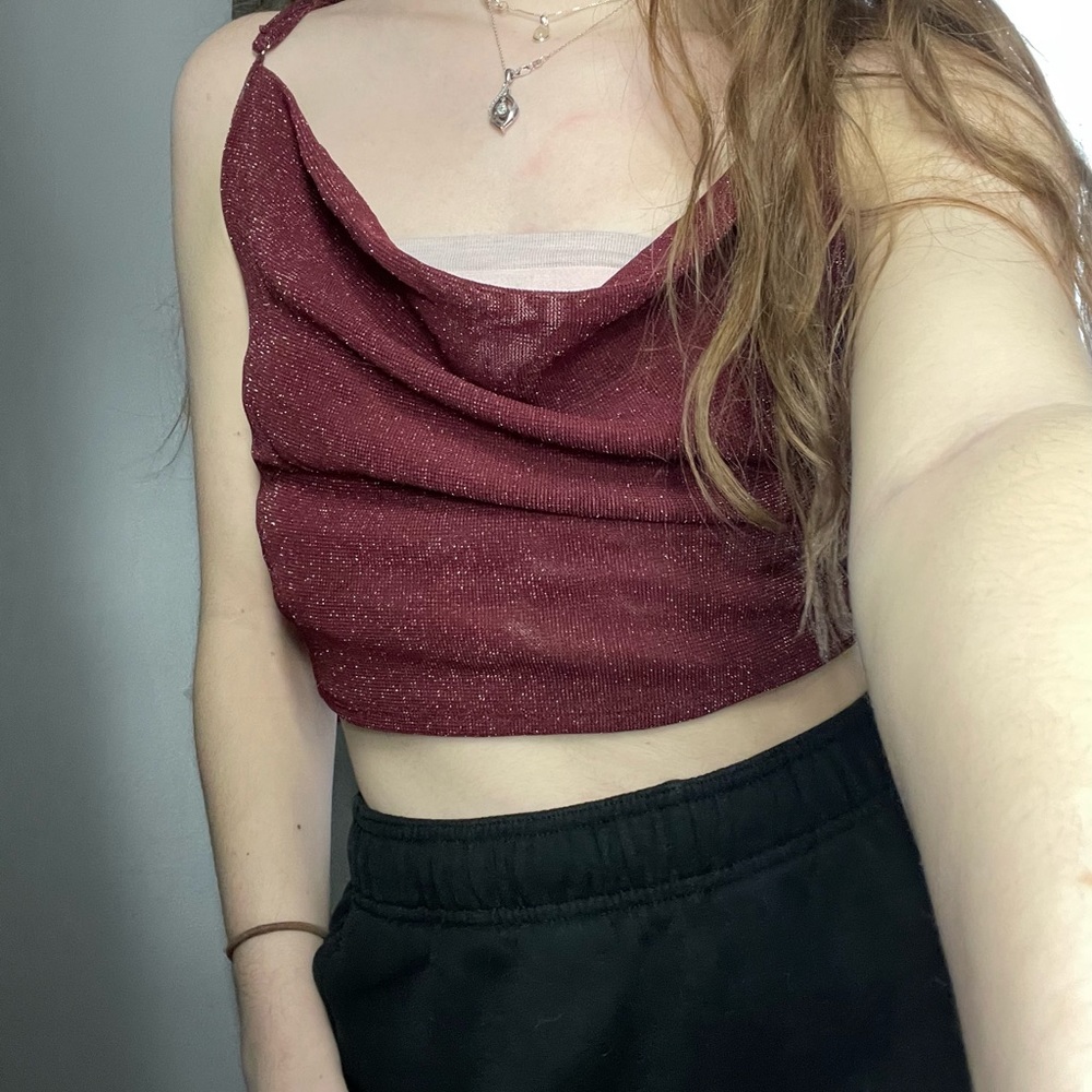 sparkly going out top red/maroon